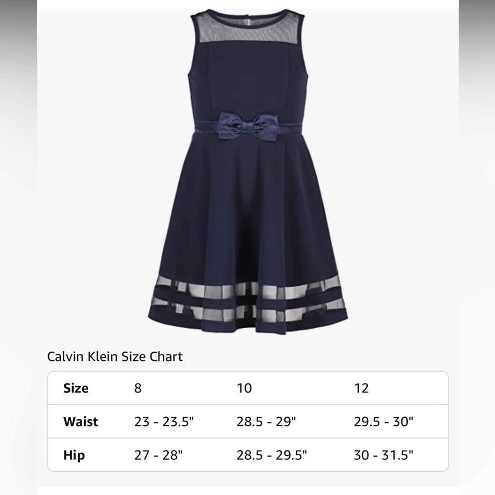 Calvin Klein Gil’s Navy Dress with Sheer Hem Detail, size 10 - Picture 9 of 10